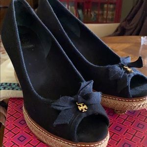 Tory Burch Black Wedge- size 8.5